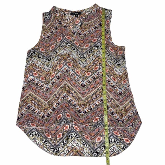 Ldla Printed Split Neck Sleeveless High Low Blouse - Picture 6 of 11